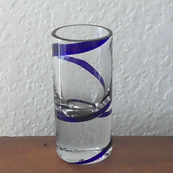 Pier 1 Swirline Blue Shot Glass